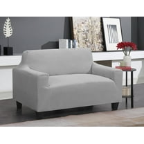 J&V TEXTILES Super Stretch Sofa Slipcover  Spandex Non Slip Soft Couch Sofa Cover, Washable Furniture Protector with Non Skid Foam and Elastic Bottom for Kids, Pets Gray, Love Seat