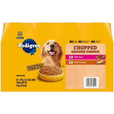 Pedigree Chopped Ground Dinner Chicken & Beef Variety Pack Wet Dog Food, 13.2 Oz. Cans 24 Pack