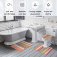 thumbnail image 6 of Vintage Color Stripes Bathroom Rugs Set Orange Yellow Gray Striped Retro Lines Non Slip Absorbent Soft Bath Mats 3 Piece Set with Bathroom Rug, U-Shaped Floor Mat, Toilet Seat Cover Large Size, 6 of 9