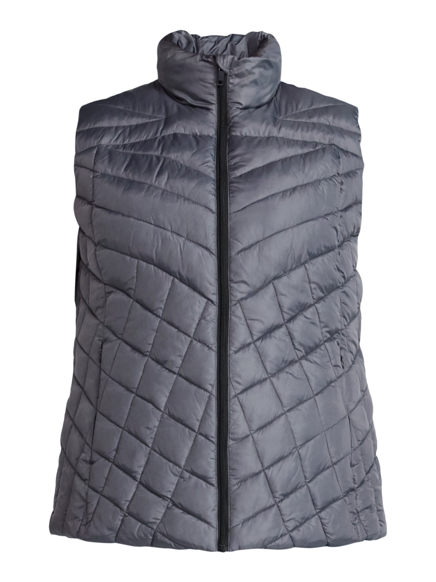 Big Chill Women's and Women's Plus Chevron Quilted Puffer Vest, Midweight, Sizes S-3X