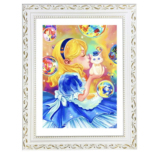 Betionol Diamond Painting Frames, Classic White Nature Solid Wood Frame Covered Plaster Fit For 12x16 inch/30x40cm Photos or Prints, Including Plexiglass and Back Mat and Hanging Kits