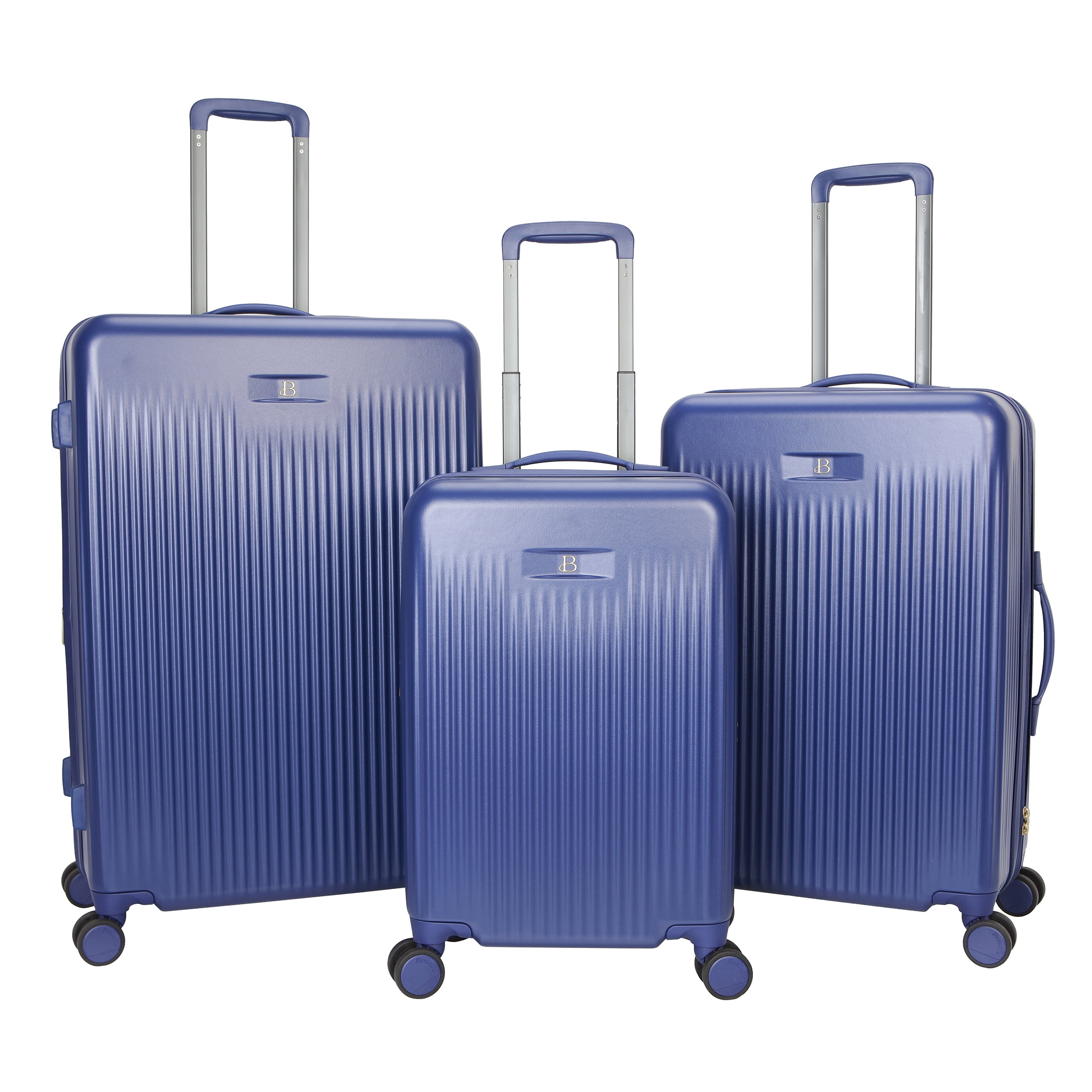 Beautiful 24-inch Checked Expandable Hardside Upright Luggage by Drew Barrymore, Starry Night Blue