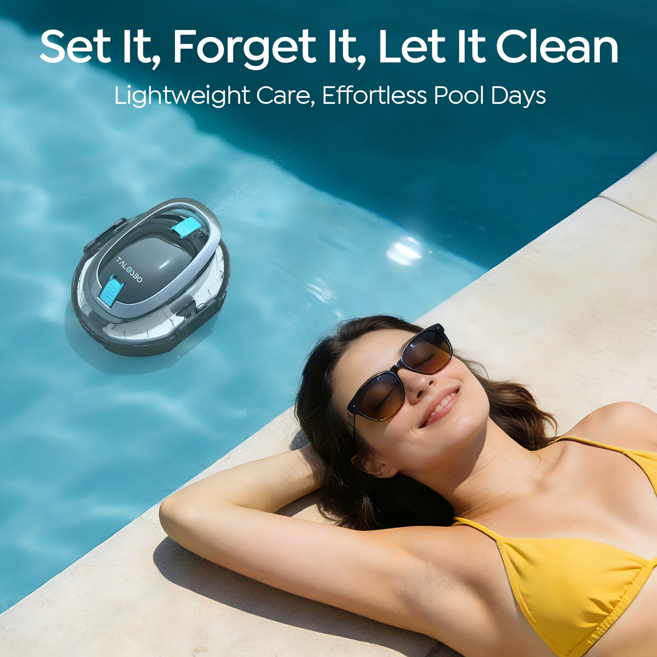 Talosbo S2 Cordless Robotic Pool Vacuum Automatic Pool Cleaner for Above-Ground & Flat Inground Pools, 90 Min Runtime,Dual Filters