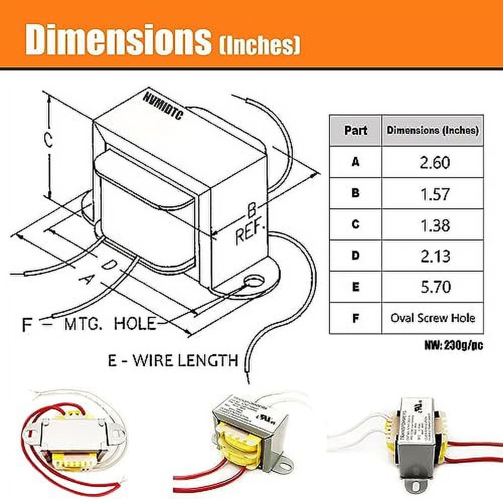 AC/AC Power Transformer Input 110V 50/60HZ Output AC 24V 10VA Single Phase Transformer Step Down Transformer 110v to 24vac Power Converters Control Transformer 1 Pack 2 Yrs Warranty