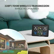 Newentor VA Color Display Digital Weather Station with 1 Sensor, Indoor Outdoor Thermometer with Humidity Monitor, Weather Forecast, Barometric, Moon Phase, and Adjustable Backlight, Black