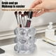 thumbnail image 5 of Porta brochas de maquillaje de vidrio | Organizador de taza de lápiz de vidrio decorativo - Celosía transparente, café/gris/transparente, 9.5x5.5cm, lindo frasco de almacenamiento de escritorio,, 5 of 6