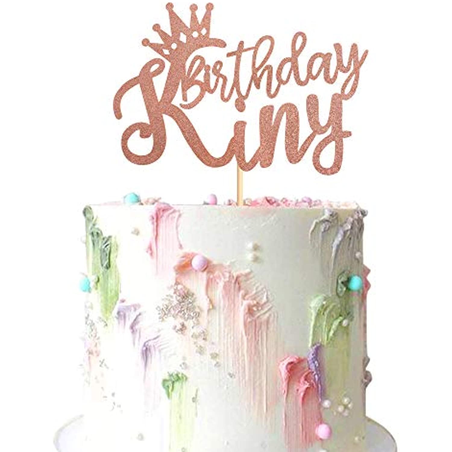 Ercadio Rose Gold King Birthday Cake Topper With Crown Man Prince Birthday Cake Pick Decoration For Boy Birthday Party Supplies Walmart Com