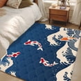 thumbnail image 4 of 3'x5' Area Rugs, Coastal Wave Indoor Outdoor Area Rug for Living Room Bedroom, Japanese Style Ocean Fish Blue Washable Bathroom Rugs Kitchen Floor Carpet Mats Home Decor Aesthetic, 4 of 8