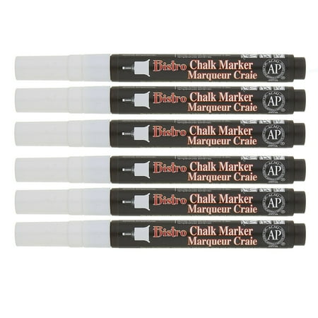 UPC: 0194629110247 | Marvy Uchida Bistro Chalk Markers Extra Fine Tip White Pack of 6 (UCH485C0-6)