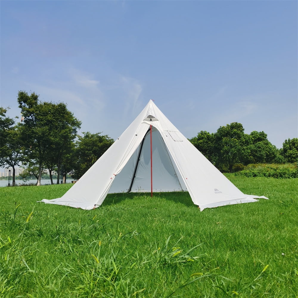 Kadahis Tipi Hot Tent with Fire Retardant Stove Jack for Flue Pipes, 4~6 Person, 20D Nylon Coated Silicone Waterproof 4000mm, Lightweight, Teepee Tents for Family Team Outdoor Camping Hiking