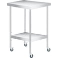 thumbnail image 1 of YUSAZENS 201 Stainless Steel Double Layer Storage Table, Mobile Workbench Tool Cart 24*24"+wheels, 1 of 7