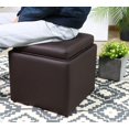 Storage Ottoman With Tray Foot Stools Ottoman Faux Leather Upholstered