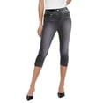 thumbnail image 2 of VNKIDY Womens Mid Rise Denim Capri Jeggings With Pockets Stretch Casual Slim Fit Jeans For Everyday Wear Outdoor Activities Black S, 2 of 8