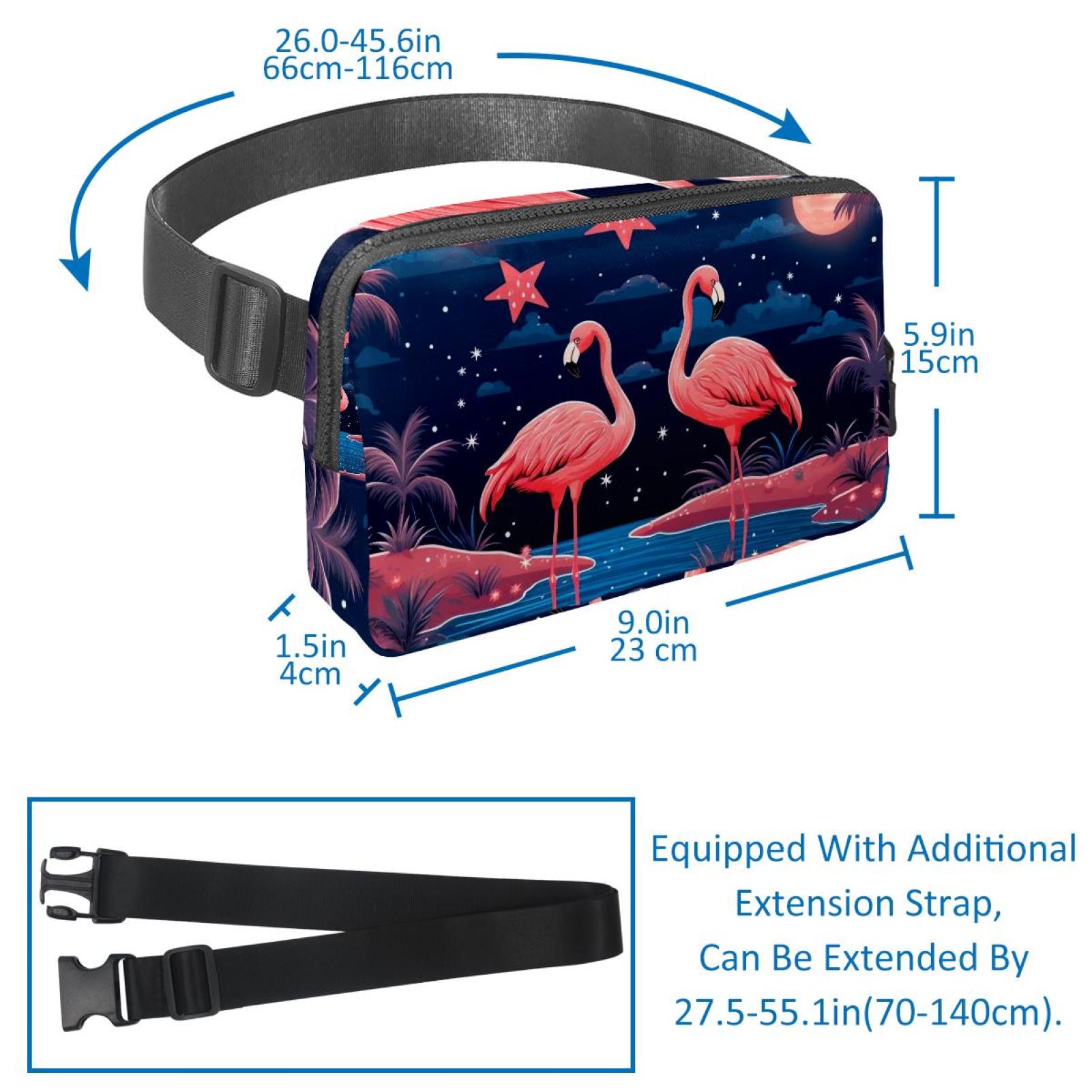 Starry Flamingos Sling Bag with Extension Strap - Lightweight Adjustable Unisex Fanny Pack for Waist Packs
