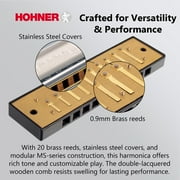 Hohner 532 Blues Harp MS Harmonica - Key of C Bundle with Case, Pouch, Austin Bazaar Online Manual, and Polishing Cloth