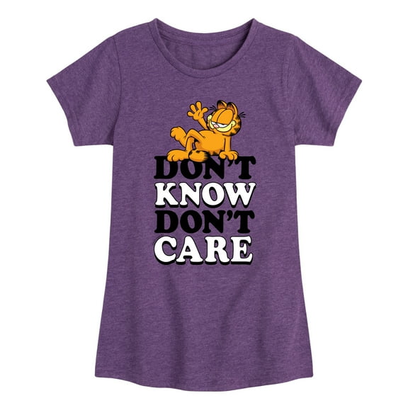 Garfield - Don't Know Don't Care - Toddler And Youth Girls Short Sleeve Graphic T-Shirt