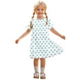thumbnail image 2 of Cute Midi Dresses for Girls Size 3-12 Toddlers Kids Trendy Star-Printed Short Sleeve Crewneck Pullover Comfort Hawaiian Beach Dress, 2 of 8