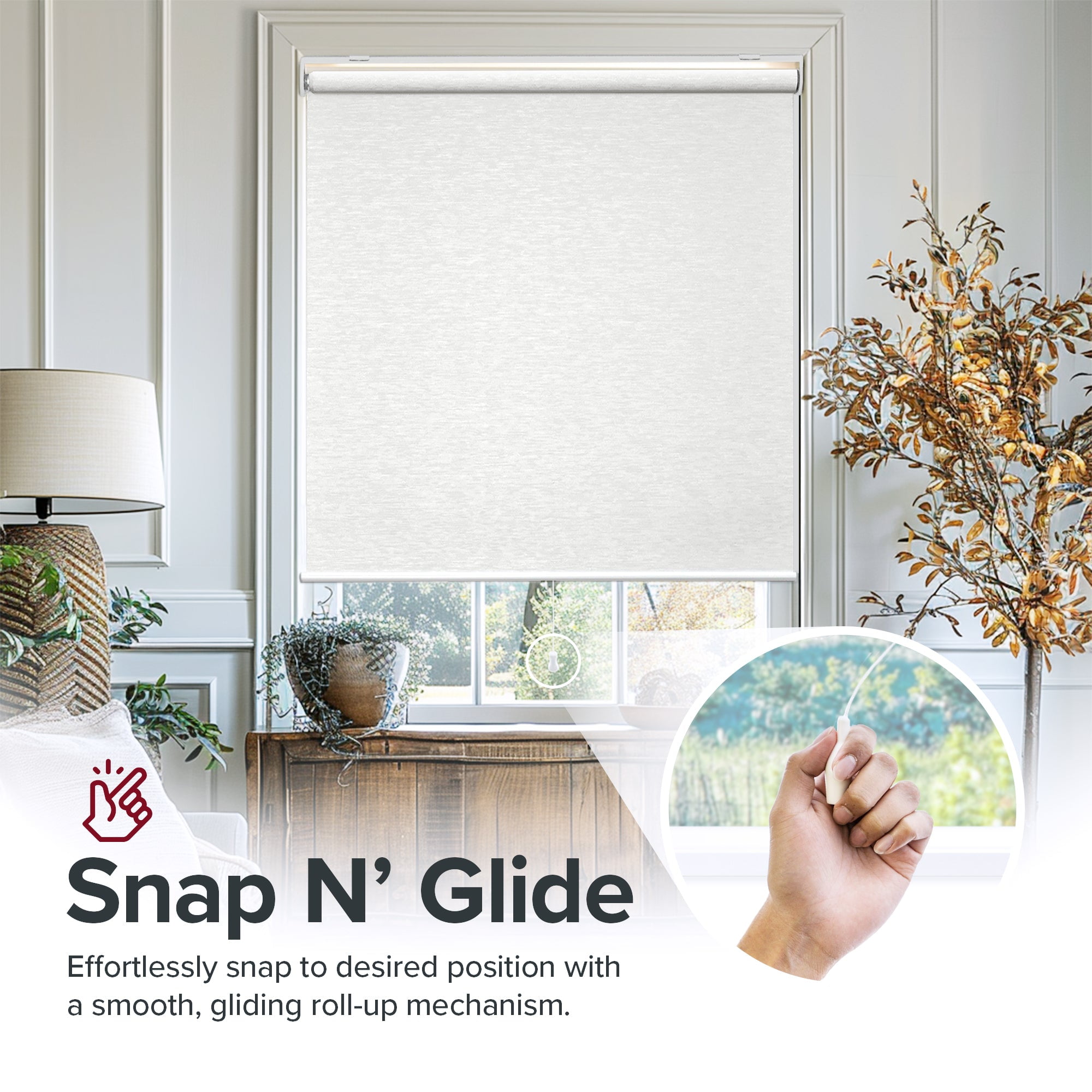Chicology Roller Shades | Cordless Room Darkening and Light Filtering Window Blinds |48"W X 72"H| Privacy Shades for Bedroom & Living Room | Easy Install | Chalk White