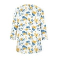 thumbnail image 7 of JTZGDY Summer Tunic Tops for Women Dressy Casual 2025 Fashion 3/4 Lenght Sleeve Floral Printed Ruched Pleated Crewneck Graphic T-Shirts Loose Fit Curvy Hem Blouse Yellow#01 XL, 7 of 7