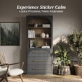 thumbnail image 5 of BELLEZE Display Storage Cabinet with Hutch, 72" Tall Wood Modern Bookshelf with 3 Drawers, Door Cabinet for Office, Study, Kitchen, Dining Living Room, Ebony, 5 of 7