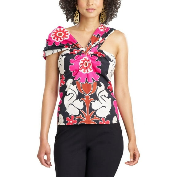 Natori womens  Talitha Poplin Asymmetrical Halter Top, XS