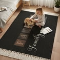thumbnail image 3 of Bedroom Rug Carpet 3'x 5', Black Washable Floor Carpet with Tassels, Farmhouse Country Vintage Wooden Grain Plaid Elegant Soft Floor Rug Mat for Patio, Balcony, Laundry, Room Decor, 3 of 9