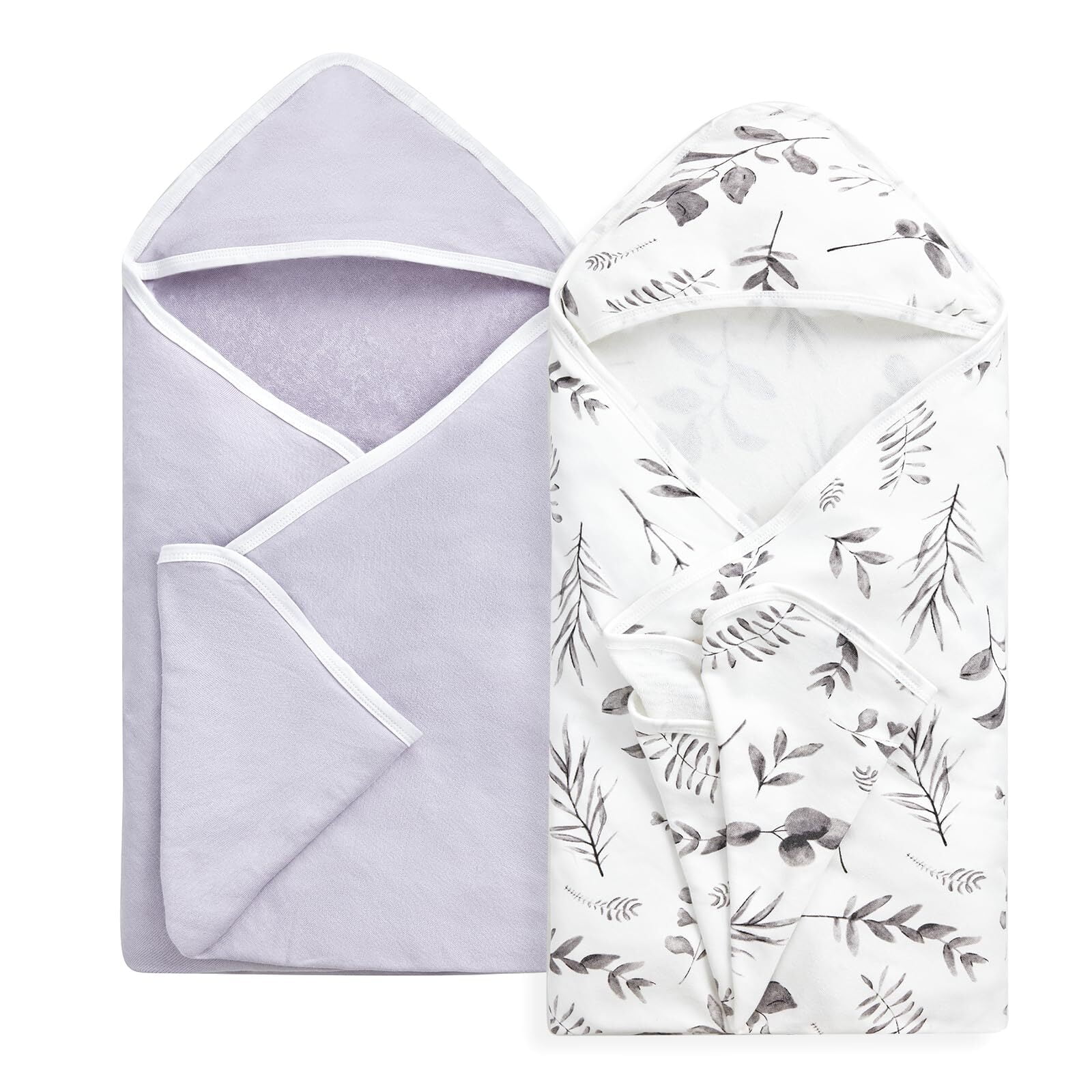 Momcozy Hooded Baby Towel, 2 Pack and Cotton Bath Towel with Hooded, Large 35 X 35 Inch, Baby Towel Set for Boy or Girl,Infant and Kid, Ink Wash Leaves