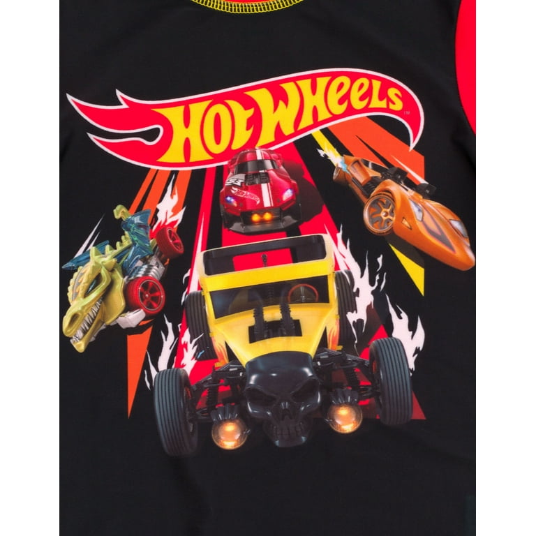 Hot Wheels Toddler to Big Kid Hot Wheels UPF 50 Rash Guard and Swim Trunks Set 2 pcs Red Black