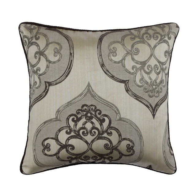 The HomeCentric Pillow Case With Zipper, Grey Pack of 2, 24x24 inch (60x60 cm) Euro Shams, Jacquard Damask Throw Pillows For Couch, Damask Pattern Contemporary Style Easter - Grey Damask Galore