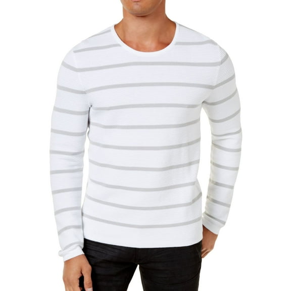 I.N.C Mens Textured Stripe Pullover Sweater, White, XX-Large