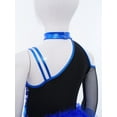 thumbnail image 5 of iiniim Girls Ballet Skirted Bodysuit Sequins Performance Jumpsuit Asymmetrical Latin Jazz Dance Leotard Dress Royal Blue 12, 5 of 8