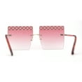 thumbnail image 4 of Rhinestone Argyle Pattern Jewel Rimless Oversize Rectangle Sunglasses Gold Pink, 4 of 4