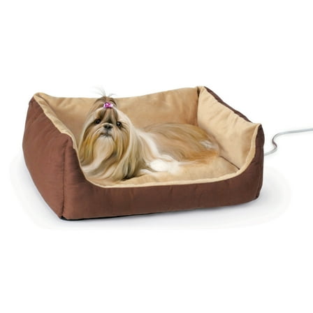 K&H Pet Products Thermo-Pet Cuddle Cushion Heated Pet Bed Mocha/Tan 14 X 23 Inches