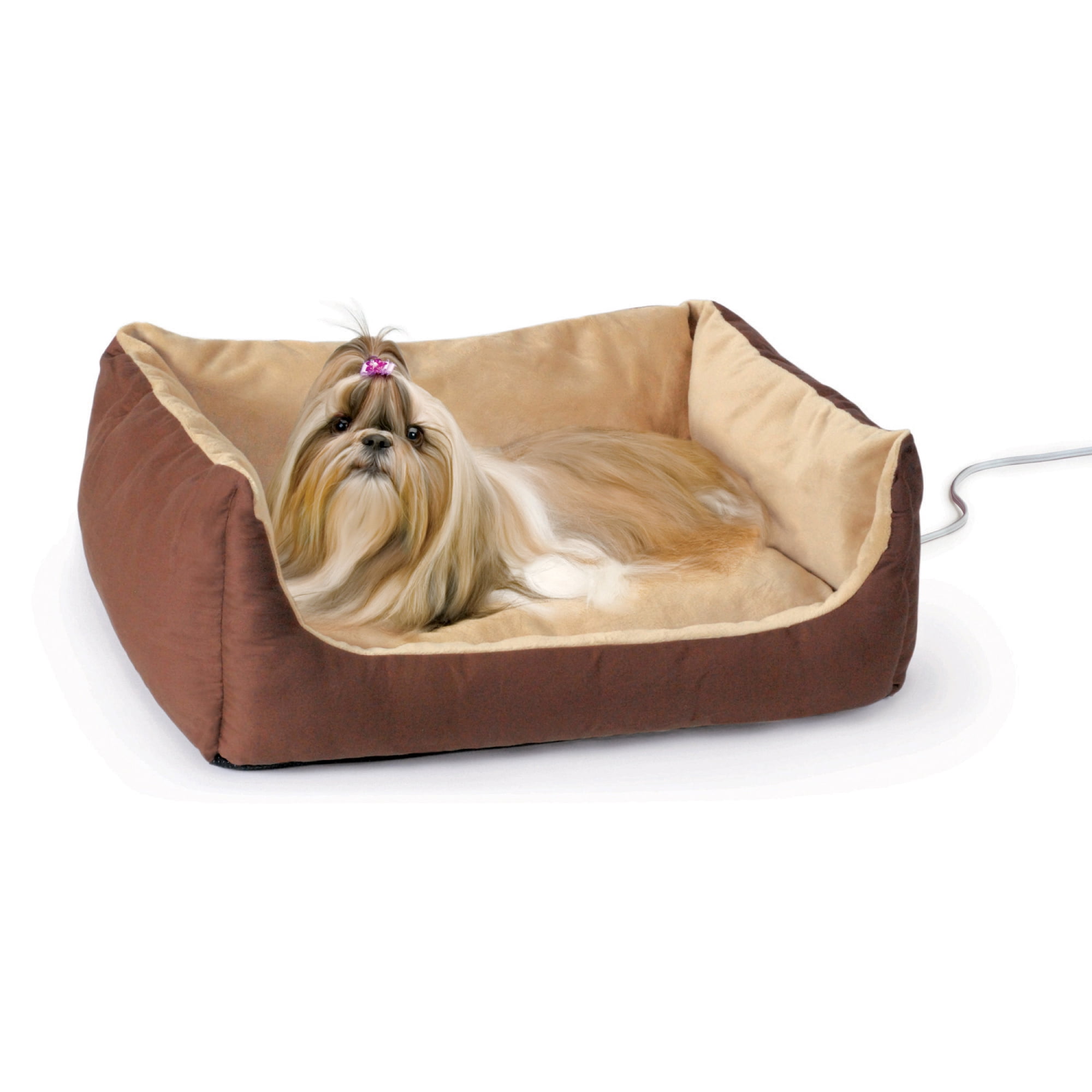 K&H Pet Products Thermo-Pet Cuddle Cushion Heated Pet Bed Mocha/Tan 23 X 14 Inches