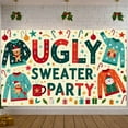 thumbnail image 6 of Festive Sweater Ugly Holiday Party Banner Decorative Design Reindeer Snowman Christmas Gift Background for Christmas Party Festive Gathering Indoor Decor, 6 of 9