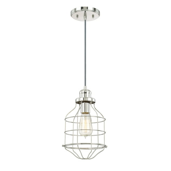 7.5"W Daudin 1-Light Pendant Light Polished Nickel Finish