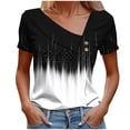 thumbnail image 2 of Nmnitkp Women's Tops, Tees & Blouses Polka Dot Print Asymmetrical V-Neck Short Sleeve T-Shirt, Casual Loose Fit Spring Summer Tops for Daily Wear Black,M, 2 of 5