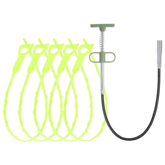 Drain Clog Remover Tool 0.6m Metal Clog Remover 5pcs Plastic Clog Remover, Blue