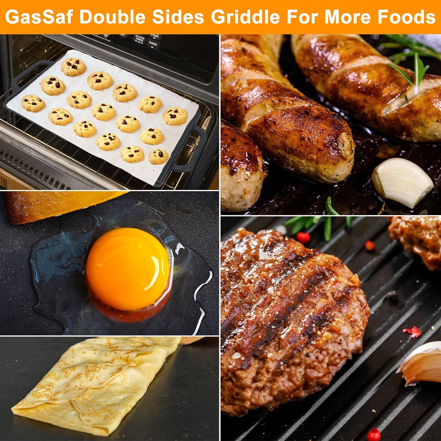 Small Cast Iron Griddle 13x8.25 for Double Burner Stove Top, Reversible Cooking Pan for Gas Grill, Camping & Outdoor Use