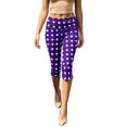 thumbnail image 2 of BRELIL Women's High Waisted Capri Pants Stretch Polka Dot Slim Fit Casual Leggings Streetwear Summer Vacation Outfits, Purple L, 2 of 7