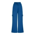 thumbnail image 5 of HAiming Women High Waisted Drawstring Wide Leg Cargo Pants Trendy Casual Solid Color Pants with Pockets, 5 of 7