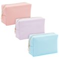 thumbnail image 1 of Bolsa de maquillaje Glamlily de piel sintética con cremallera, 3 colores pastel, 1 of 9