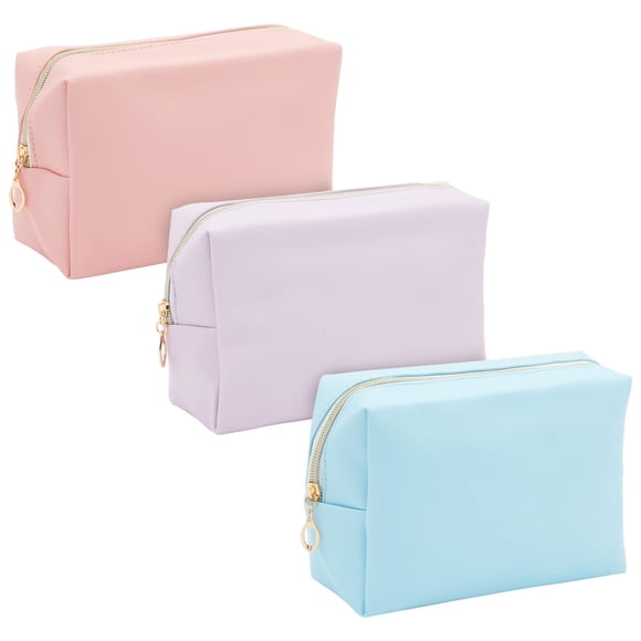 Bolsa de maquillaje Glamlily de piel sintética con cremallera, 3 colores pastel