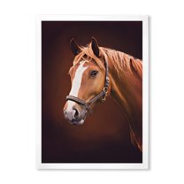 Designart 'Close Up Portrait Of Brown Horse With White Nose II' Farmhouse Framed Art Print