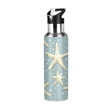 

ALAZA Retro Starfish Water Bottle Insulated Flask Stainless Steel Straw Lid 20 oz
