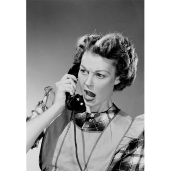 Posterazzi SAL255422347A Young Woman on Landline Phone Poster Print - 18 x 24 in.