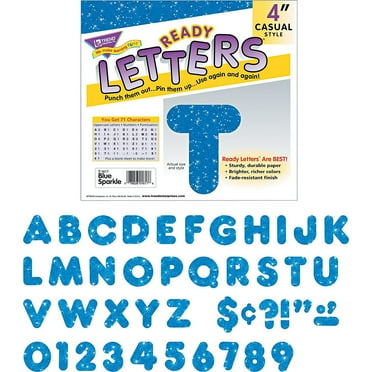 Trend Sparkle Uppercase Ready Letters 4 Blue T1617
