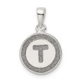 thumbnail image 1 of 925 Sterling Silver Dainty Letter T Initial Name Monogram Circle Necklace Charm Pendant, 1 of 6