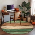 thumbnail image 4 of Retro Green Brown Wood Grain Washable Round Area Rug 4 ft, Vintage Farmhouse Country Style, Soft Non Slip Rugs Stain Repellent Indoor Felt Carpet for Living Dining Room Bedroom Home Office, 4 of 9