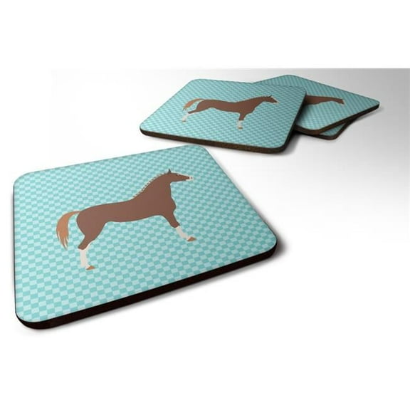 Carolines Treasures BB8083FC Hannoverian Horse Blue Check Foam Coaster, Set of 4